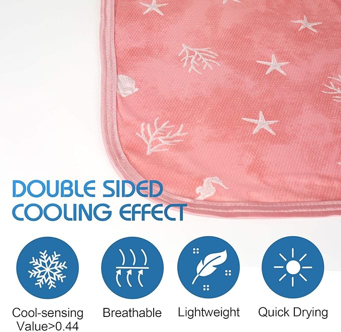 Ailemei Direct Cooling Blanket with Double Sided Cold Effect, Lightweight Breathable Summer Oversize Coastal Theme Bed Blankets, Transfer Heat to Keep Body Cool for Hot Sleepers Night Sweats, 90“x90”