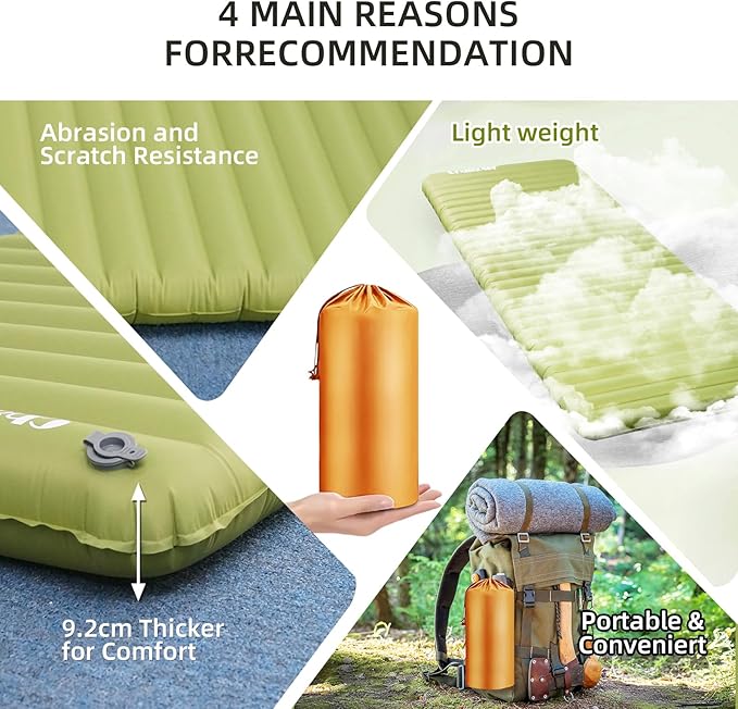Ultralight Insulated Inflatable Sleeping Pad, 6.9R for Camping & Backpacking, 72x26in, 3.62" Thickness, Waterproof & Easy Inflation