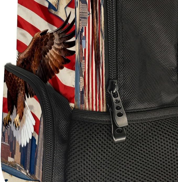 Men Women Polyester 250th Anniversary 1776-2026 Patriotic Eagle Art Backpack Large Capacity Bookbag With Smooth Zippers for Climbing Picnic Bicycle