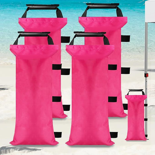 4 Pack (Upgrade) SANWAY Sand Bags for Canopy Weights(Unfilled)-Portable and Durable to Secure Tents, Canopies, and Umbrellas at Outdoor Events (Rose Red, 120 LBS)
