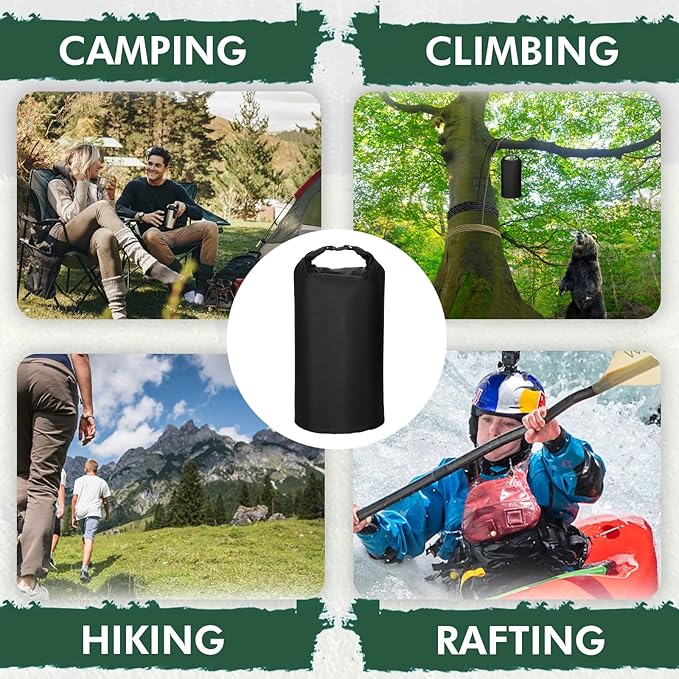 15L Black Bear Food Bag Hanging System, IPX 5 Grade Waterproof Leakproof, with Pulley System, Survival Ropes, Clips, Rock Pouch, for Camping Hiking