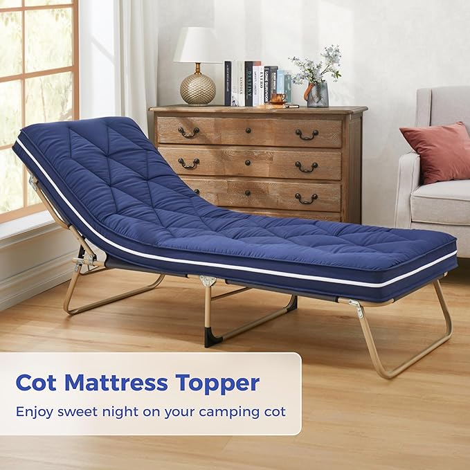 4Inch Twin Floor Mattress,3 Layer Structure Cot Mattress Topper,Gel Memory Foam Futon Mattress,Removable Thickened Cover,Portable Roll Up Sleep Pad (Blue, 75X38“)