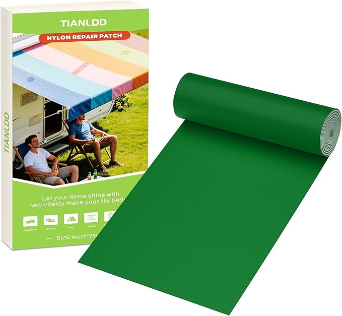 4x78in Nylon Repair Tape，Tent Repair Kit，Self Adhesive Waterproof Fabric Repair Tape for Tent, Umbrella, Sleeping Bag, Down Jackets,Knapsack.（Green）
