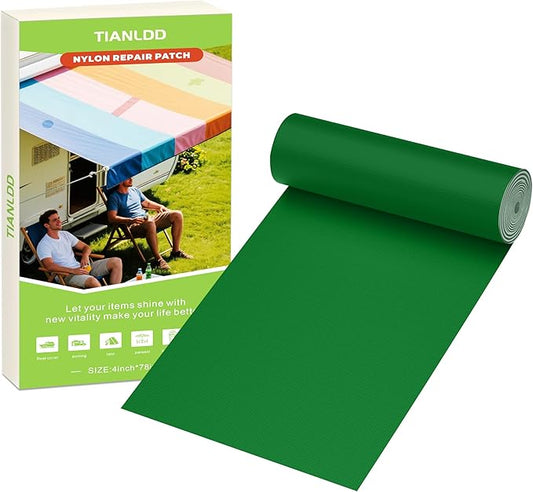 4x78in Nylon Repair Tape，Tent Repair Kit，Self Adhesive Waterproof Fabric Repair Tape for Tent, Umbrella, Sleeping Bag, Down Jackets,Knapsack.（Green）