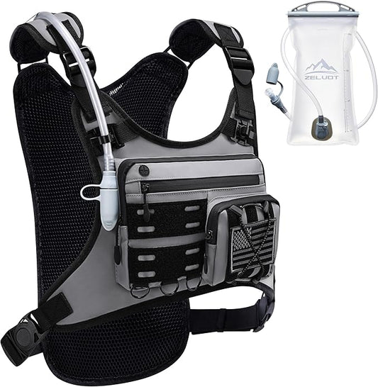 Running Vest with 2L Water Bladder, Hydration Backpack, USA Original Patent, Lightweight Hydration Pack with Gear Holder, Reflective Chest Pack for Men Women for Marathon