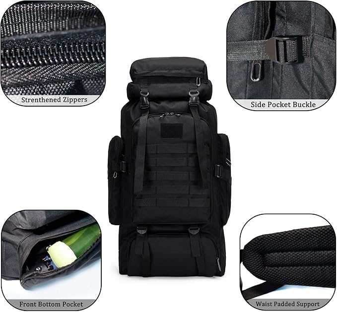 YFREAL 80L Hiking Camping Backpack,Hunting Backpack for Outdoor,Large Pack Waterproof,Tactical Backpack for Men Women