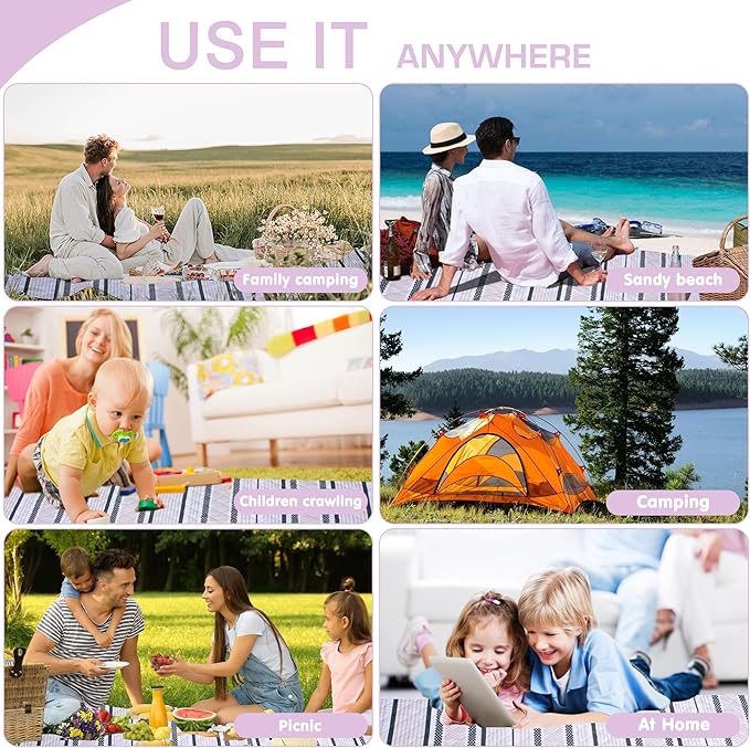 Oversized Waterproof Picnic Mat, Dustproof Washable Outdoor Beach Mat. Suitable for Camping, Outdoor, Beach, Party and Concert. (Dark Green & Light Brown, 80" x 80")