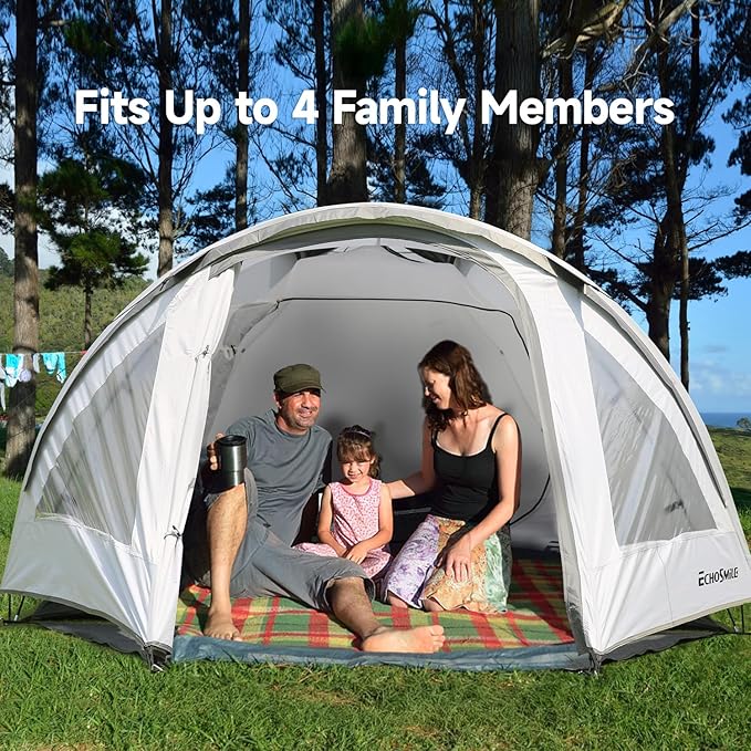 EchoSmile Camping Family Tent for 2-3 Person, Waterproof Dome Tent with Vestibule, Ultralight Easy Setup for Outdoor Camping, 3 Season