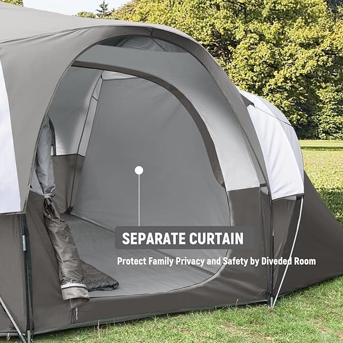 HIKERGARDEN 10 Person Camping Tent - Portable Easy Set Up Family Tent for Camp, Windproof Fabric Dome Tent Outdoor for Hiking, Backpacking, Traveling-14'x11'x74in(H)