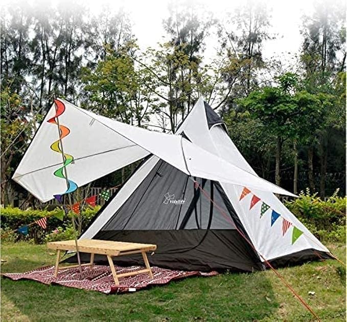 Camping Teepee Tent Yurt Tent with Screen 4 Season Double Layers Waterproof Anti-Windproof Tents for Outdoor Camping Hiking 3-4 Person