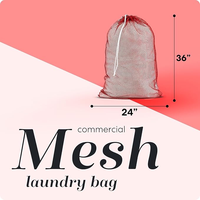 Handy Laundry Mesh XL Laundry Bag - Durable, Machine Washable with Secure Drawstring Closure - Perfect for College Dorms, Laundromats, Apartments (Red, Large 24" x 36")