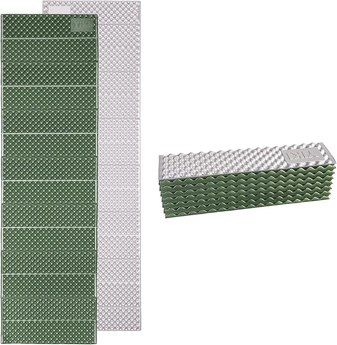 YIKI Upgraded Thickness Closed Cell Foam Sleeping Pad, 75.6"x22"x0.9", Ultralight Foldable Foam Camping Mat with Heat Reflective Layer, Waterproof Backpacking Pad for Hiking, Tent, Outdoor Use