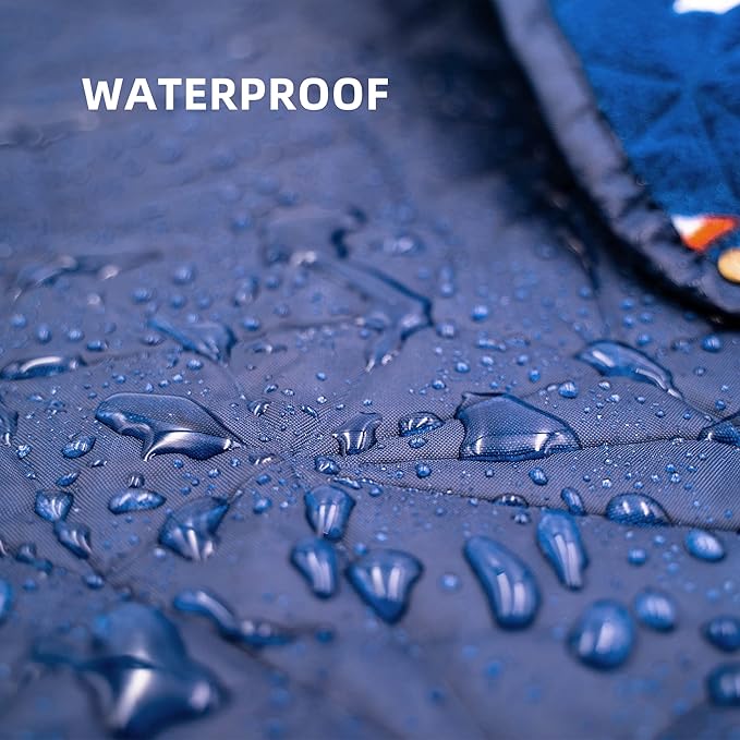 Outdoor Waterproof Blanket, Foldable Fleece Stadium Blanket for Outdoor Sports Event, Camping, Car, Pet, Picnics - Windproof, Wearable, Machine Washable 80" x 58" (Blue Star)