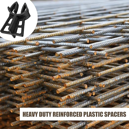 Hoolerry 100 Pcs Snap Rebar Chairs Plastic Heavy Duty Spacer Fits Bar Sizes 3-5 Plastic Rebar Concrete Stand, Heavy Duty Solid Construction Anti Rust