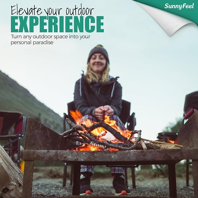 SUNNYFEEL Heated Camping Directors Chair, Heavy Duty,Oversized Outdoor Portable Heating Folding Chair with Side Table, Pocket for Beach, Fishing,Trip,Picnic,Lawn,Concert Foldable Camp Chairs