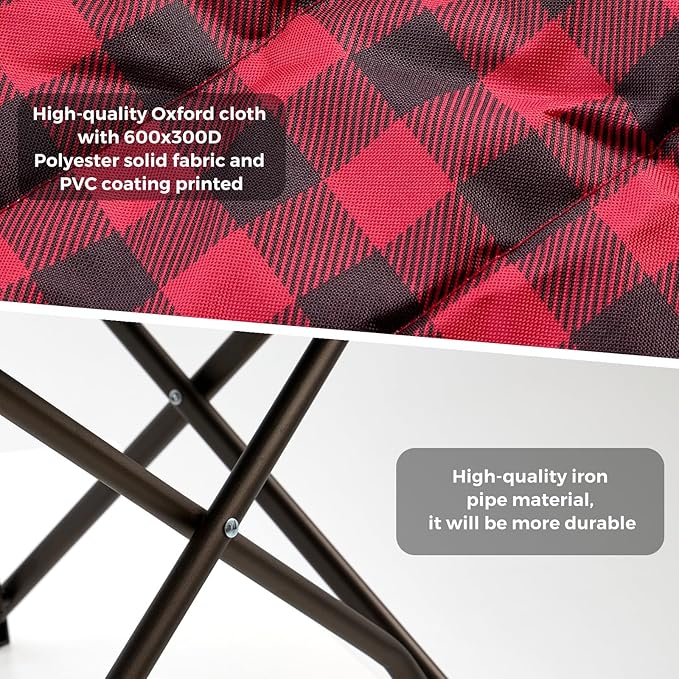 SUNNYFEEL 2 Pack Heavy Duty Camping Chairs for Adults Portable Oversized Folding Chair with Side Pockets & Cup Holde for Fishing,Trip,Picnic,Lawn,Concert Outdoor, Carry Bag Included