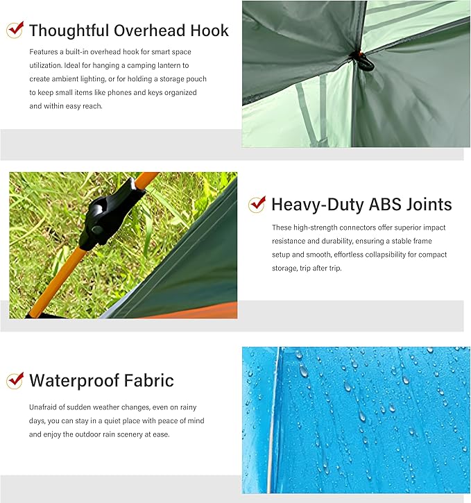 Quick Set Up Waterproof 4-Person Camping Tent with Bug Netting - Instant Pop-Up Tent for Family Camping & Hiking | All-Weather 4-Season Outdoor Shelter