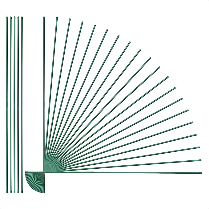 Fencer Wire 25 Pack of 5ft / 60 Inch Durable Metal Plant Supports Garden Stakes, Plant Stakes, Garden Poles for Outdoor & Indoor, Plant Support and Sticks for Tomato, Potted Plants, Beans, Cucumbers