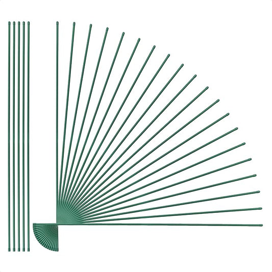 Fencer Wire 25 Pack of 5ft / 60 Inch Durable Metal Plant Supports Garden Stakes, Plant Stakes, Garden Poles for Outdoor & Indoor, Plant Support and Sticks for Tomato, Potted Plants, Beans, Cucumbers