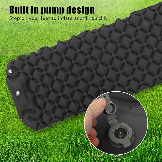 Topyond Inflatable Sleeping Mat, Camping Sleeping Pad Ultralight Inflatable Sleeping Mat with Built in Pump Backpacking Camping Air Mattress for Camping