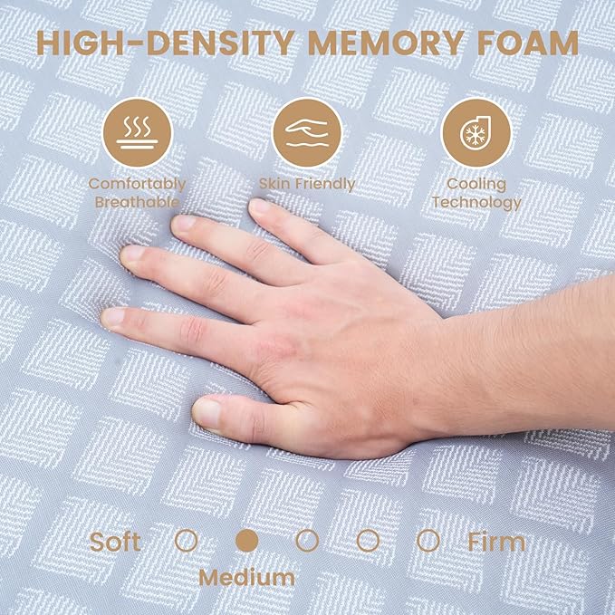 Begonia.K 4 Inch Foldable Memory Foam Sofa Bed Mattress Replacement, Full Size Pull Out Couch for Sleeper and Couch Beds Guest, RV Travel, Camping, 72" L x 53" W x 4" H, Sofa Not Included
