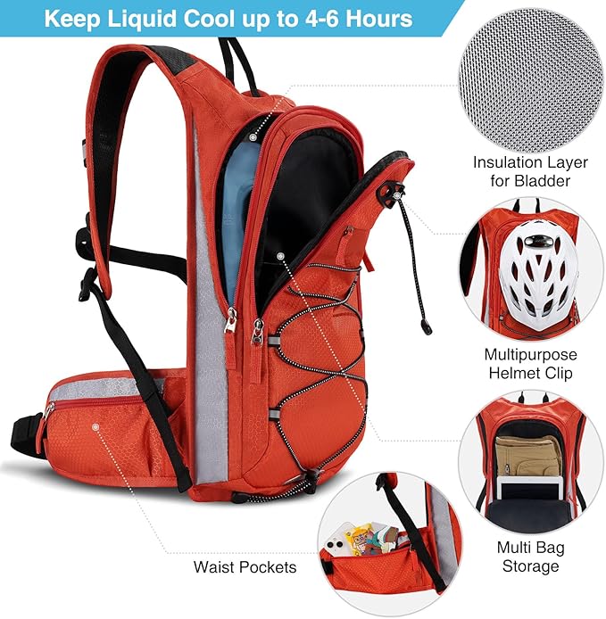 NOOLA Hydration Backpack, Insulated Hiking Water Backpack with 3L TPU Water Bladder for Men Women, Running Hydration Pack Hydro Daypack for Hiking, Trail, Running, Marathons Race, Cycling