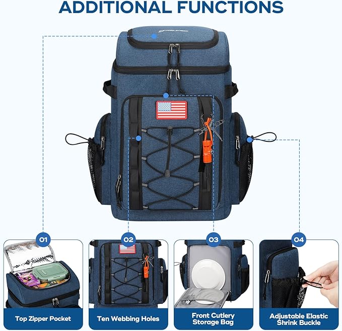 Maelstrom Cooler Backpack,50 Can Insulated Soft Backpack Cooler,Portable Lightweight Leakproof Cooler Bag,Large Capacity Beach Cooler,Waterproof Lunch Backpack for Men Women