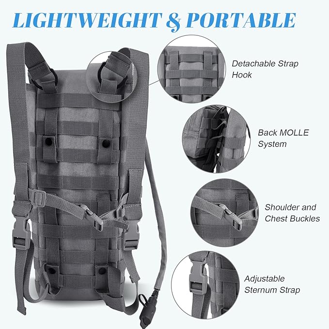 Tactical MOLLE Hydration Pack Carrier Backpack with 3L Water Bladder