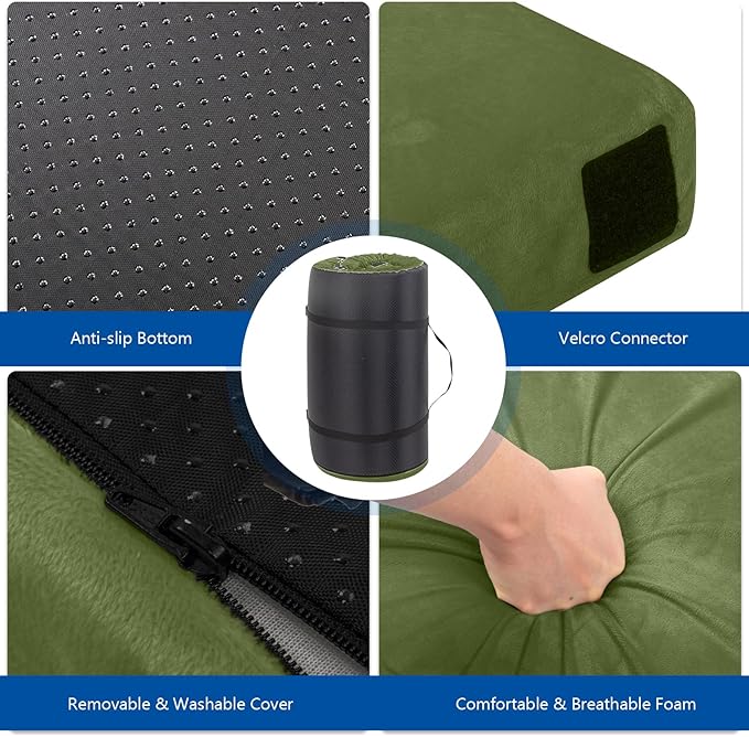 75x25x2.5in Portable Outdoor Sleeping Mat for Adults,Memory Foam Camping Mattress,Indoor Roll Up Floor Sleeping Mat,Camp Tent Cot Mattress Pad,for Travel, Hiking, Yoga