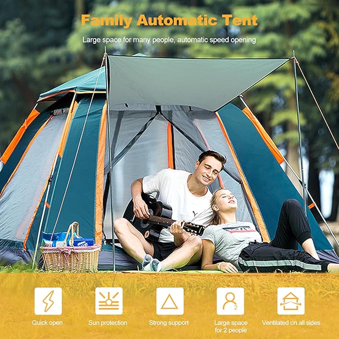 Ergocar Dome Tent Waterproof & Windproof Ultralight 3-4 People Camping Hiking Tent Easy Pop Up for Family, Festival, Hiking, Backpacking & Mountaineering