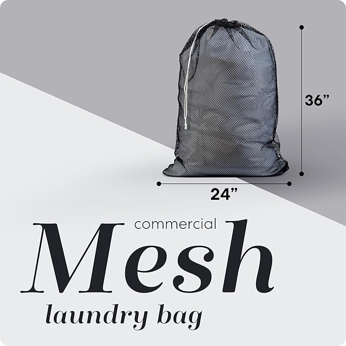 Handy Laundry Mesh XL Laundry Bags - Pack of 2 - Large 24" x 36" - Durable, Machine Washable with Secure Drawstring Closure - Perfect for College Dorms, Laundromats, Apartments (Black)