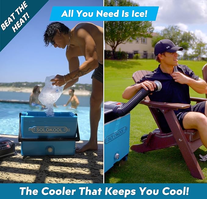 SoloKool Model V-ibe - Injection Molded Cooler, Portable Air Conditioner, & 35 Watt Bluetooth Speaker, 3-in-1 Design