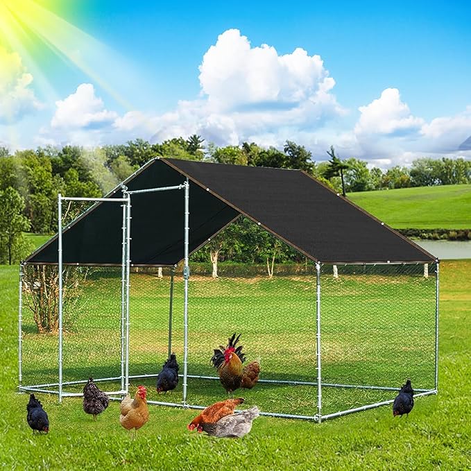 QLOFEI 60-70% Shade Cloth with Grommets, Sunblock Shade Sail Mesh Tarp for Plant Greenhouse, Easy to Hang Neting Cover for Patio Kennel Chicken Coop Lawn Garden, 6x8 FT