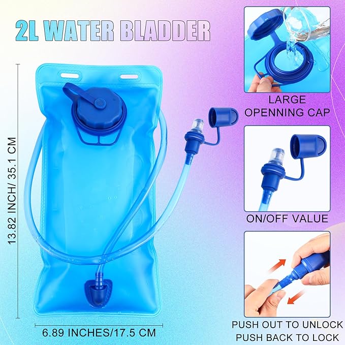 Chunful 6 Pack Running Hydration Backpack Lightweight Water Backpack Essential for Festivals Rave Hydration Pack with 2L Hiking Water Bladder for Adult Running Cycling Climbing Hiking