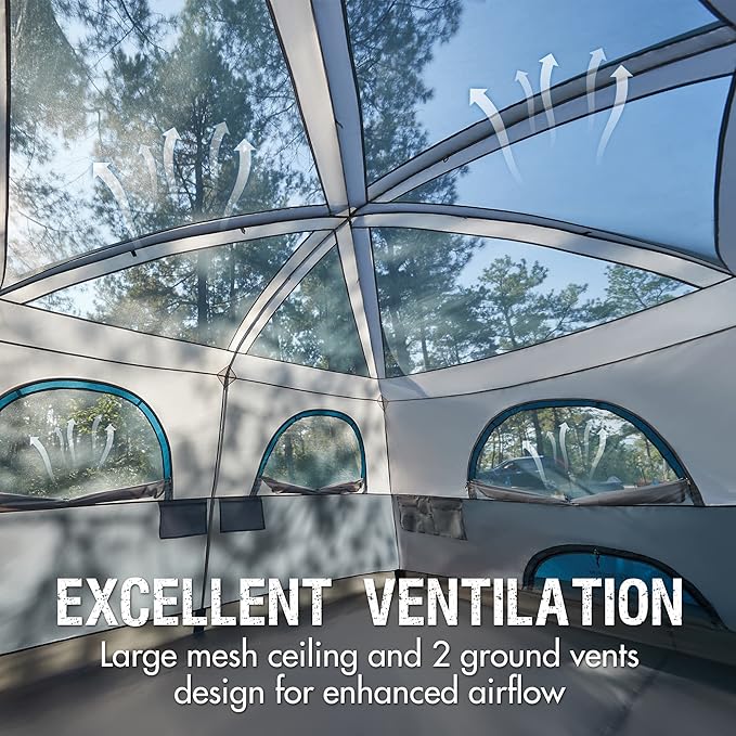 PORTAL 6 | 8 | 10 Person Family Camping Tent with Porch, Big Family Camping Tent with Tall Height, Good Ventilation, Water Resitant Large Tent for Outdoor Camping, Backyard