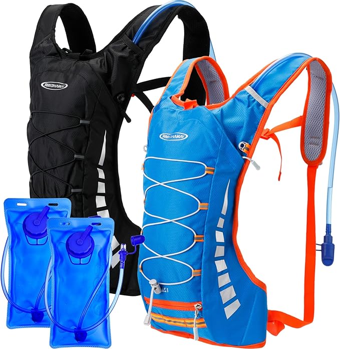 Cunno 2 Set Hydration Backpack with 2L Water Bladder, Hydration Pack with Hydration Bladder Hiking Running Cycling Biking Water Backpack Pack for Men and Women