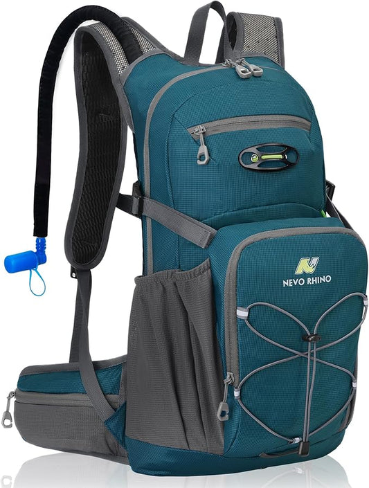 N NEVO RHINO Hydration Backpack, 18L Multipurpose Hiking Backpack with 3L Water Bladder, Water Backpack Insulated Hydration Pack Ideal for Hiking and Cycling