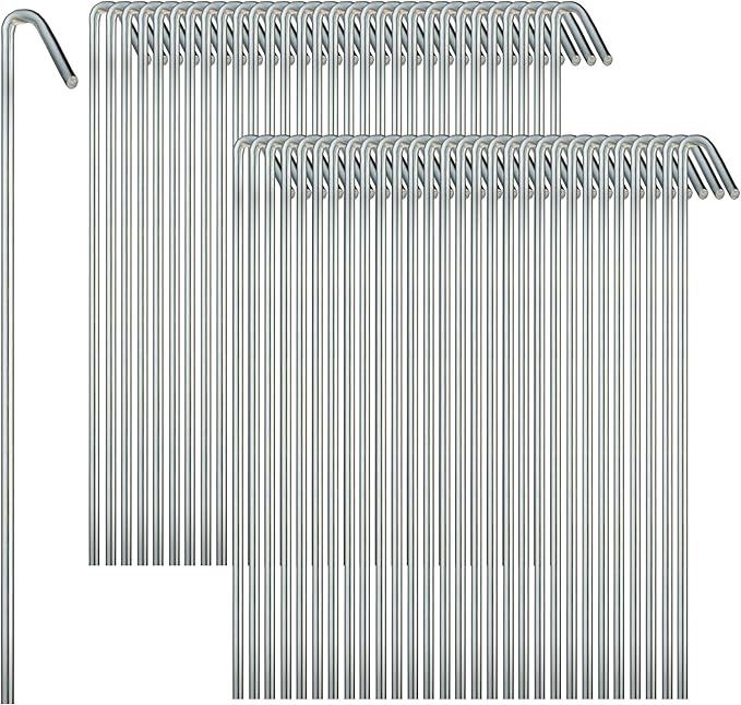 60 Pack Tent Stakes for Outdoor Camping Heavy Duty Metal, Galvanized Rust-Free Yard Stakes, 60 Garden Edging Fence Hooks, Garden Stakes for Gardening & Canopies, Tent Pegs - by Ram-Pro
