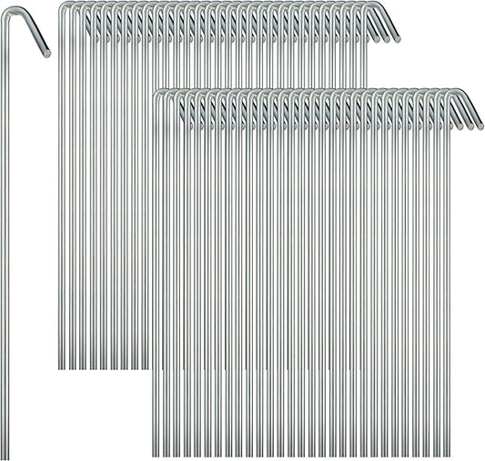 60 Pack Tent Stakes for Outdoor Camping Heavy Duty Metal, Galvanized Rust-Free Yard Stakes, 60 Garden Edging Fence Hooks, Garden Stakes for Gardening & Canopies, Tent Pegs - by Ram-Pro
