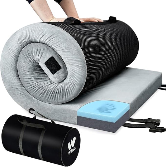 Willpo CertiPUR-US Memory Foam Camping Mattress with Travel Bag and 2 Interchangeable Covers, Lightweight Portable Sleeping Pad for Tents, Guest Beds, Home