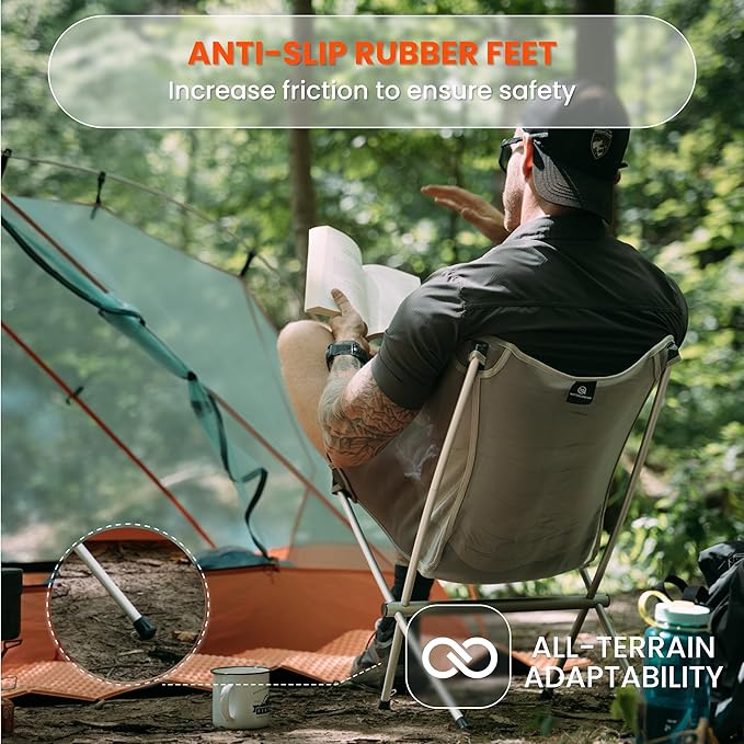 Ultralight Camping Chair, Drift Lite Portable Folding Backpacking Chair with FUll Aluminum, Breathable Mesh, Compact Travel Hiking Chair, Heavy Duty 330lbs Outdoor Folding Chair, Carry Bag