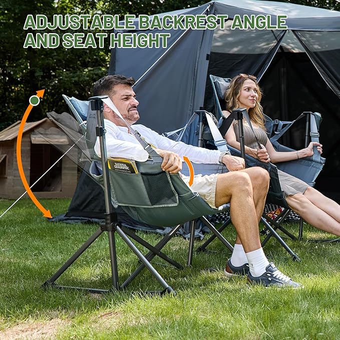 TIMBER RIDGE Hammock Camping Chair, Oversized Swinging Chair with Adjustable Back and Seat Height, Portable Folding Rocking Camping Chair for Outdoor Lawn, Backyard and Patio, Supports 400lbs