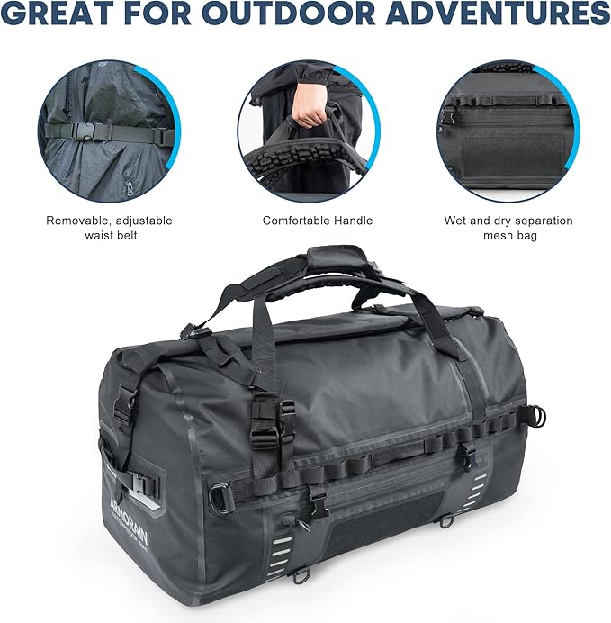 90L-110L large Capacity Airtight Waterproof Travel Dry Bag,Equipped with Durable Inflatable Shoulder Straps and Handles Suitable for Diving Equipment Motorcycles Rowing Kayaking Camping