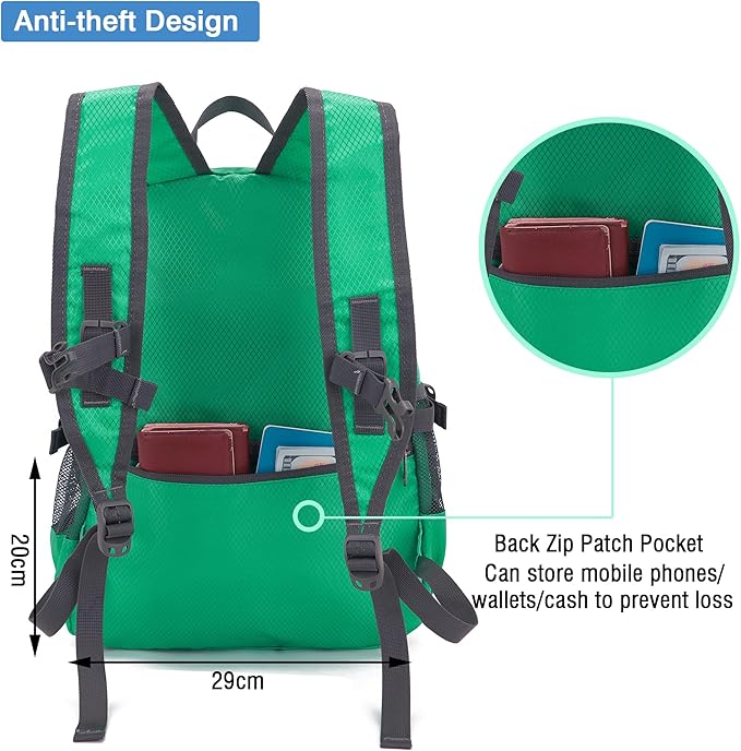 YZAOLL 20L Small Hiking Backpack Lightweight Day Packs, Packable Backpack for Women Men Travel Camping Vacation,LQing