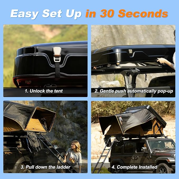 Naturnest Rooftop Tent Hard Shell with Annex Room, Easy Set Up Large Tent for 2-3 Person Camping, Waterproof 4 Season Tents for Truck, Jeep, SUV, Van, Trailer - Sirius 2 with Annex Room