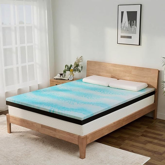 Extra Firm Mattress Topper Queen Size 3 Inch, Pain Relieving Foam Bed Topper for Extra Support, Gel Memory Foam&High-Density Foam Mattress Pad, CertiPUR-US Certified