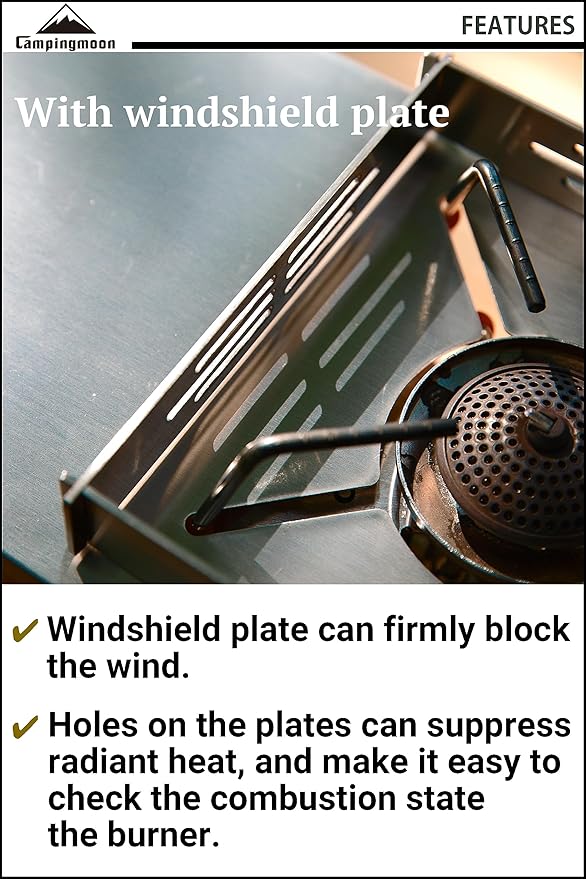 CAMPINGMOON Solo Camping Table Small Tabletop Heat Shield Windshield Stainless Steel Lightweight Compact with Storage Bag for ST-310 Alcohol Stove SK-310CP (Silver)