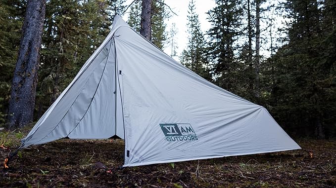 VIAM Outdoors | Floorless Shelters with Stove Jack | Lightweight Ultralight Backpacking Hiking Camping Hunting Fishing Shelter | with Guy Lines & Stakes