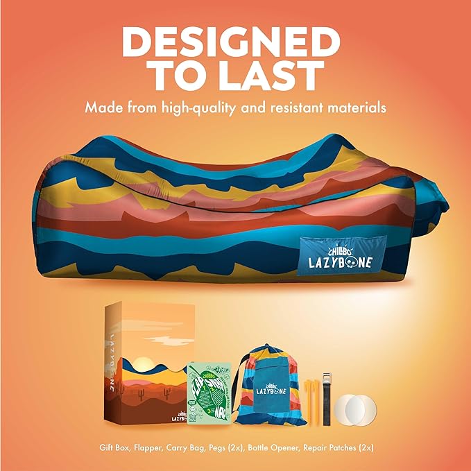 Chillbo Lazybone Inflatable Couch - Ultimate Inflatable Lounger for Maximum Chill - The Perfect Blow Up Couch for Music Festivals Or Inflatable Lounger for Camping