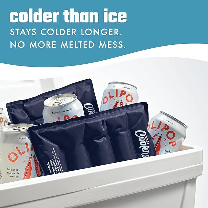 Cool Coolers by Fit & Fresh 2 Pack XL Soft Ice Packs for Cooler, Flexible Stretch Nylon, Lunch Box Ice Packs, Large Reusable Freezer Packs, Navy Blue